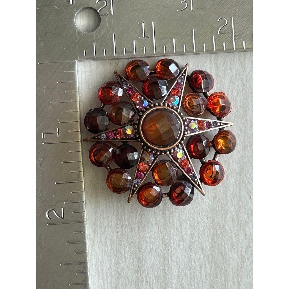 Vintage Rhinestone And Copper Brooch‎ - Picture 4 of 4